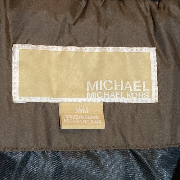 Michael Kors Women’s Puffer Medium Quilted Down Fill Brown Snap Zip Up High Neck - Picture 3 of 10